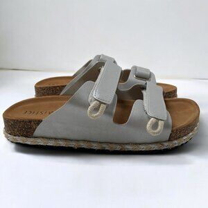 Armistice Womens Silver Adjustable Strap Cork & Rope Sandals Size 39/8.5
